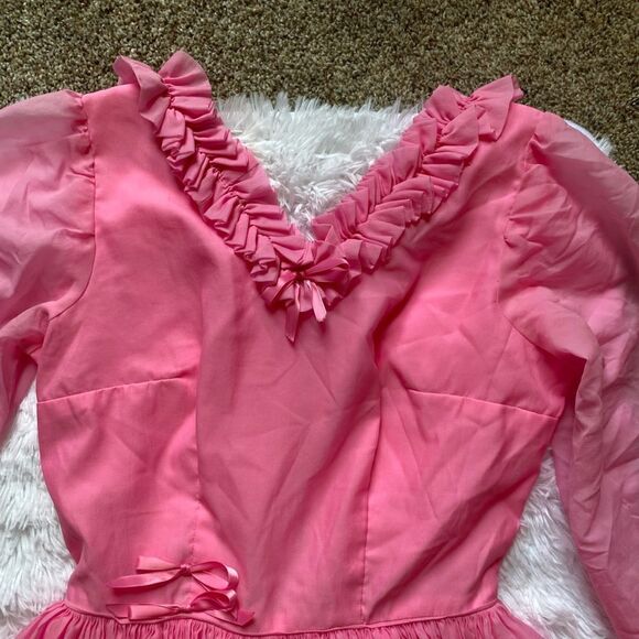 Vintage 60’s Square Dance Dress Swing Handmade Ruffle Pink Prairie Barbiecore - Picture 4 of 16